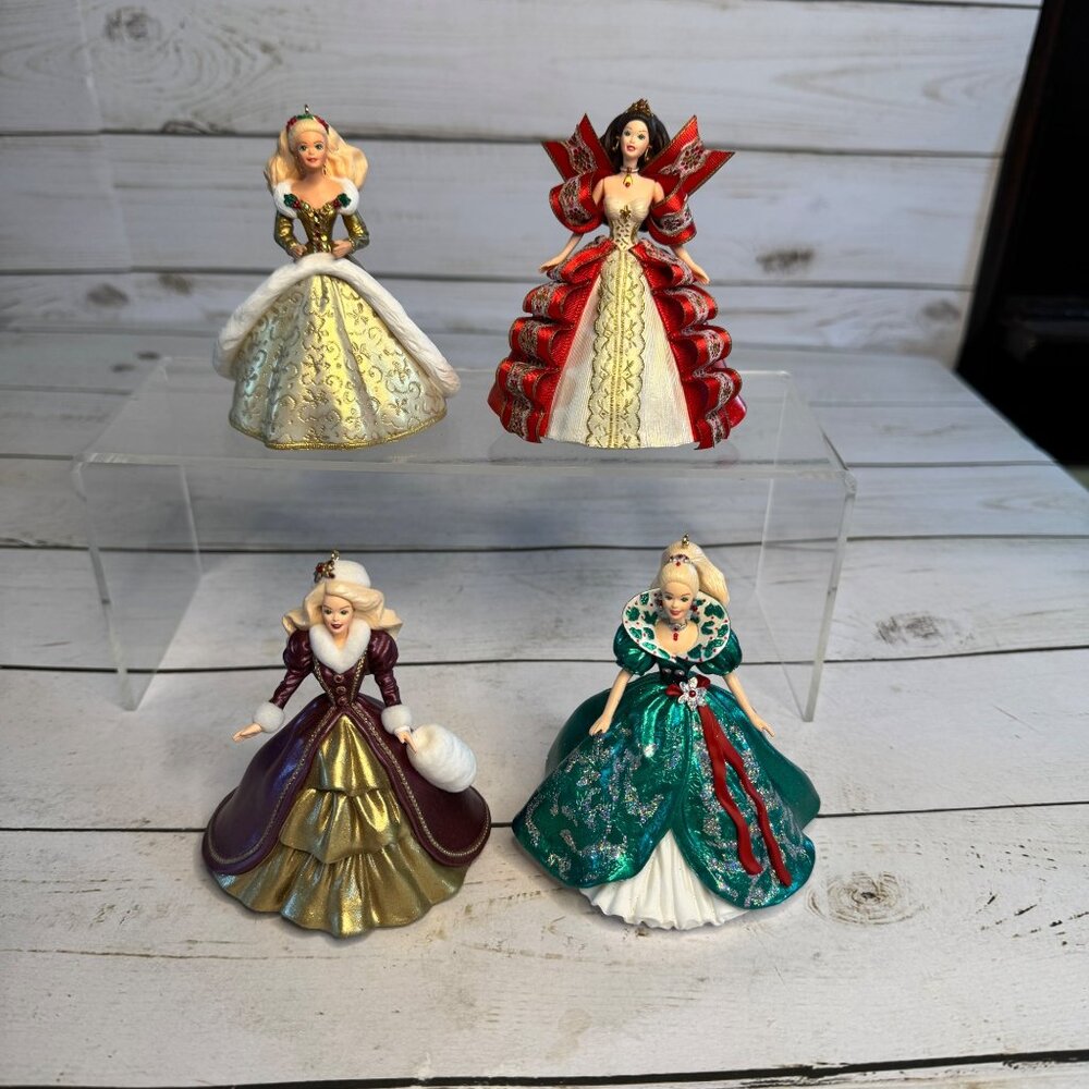 Hallmark Holiday Barbie Keepsake Christmas Ornaments Lot of 4 1994-1997 Boxes - Picture 2 of 14